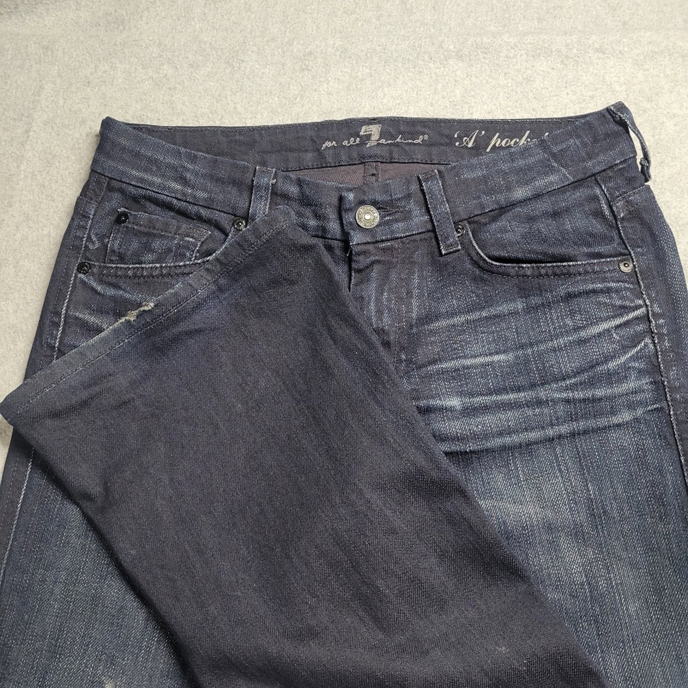 7 For All Mankind A Pocketโ Flare Jeans Indigo Blue Stretch Womens Size 27